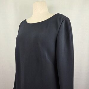 Talbots Black Blouse Women's 16 Boat Neck Minimalist Classic Career Office